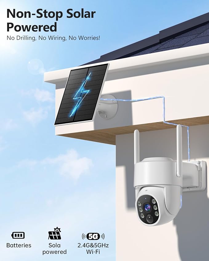 Gianteye 5G Solar Security Cameras Wireless Outdoor, 2K Cameras - Image 2