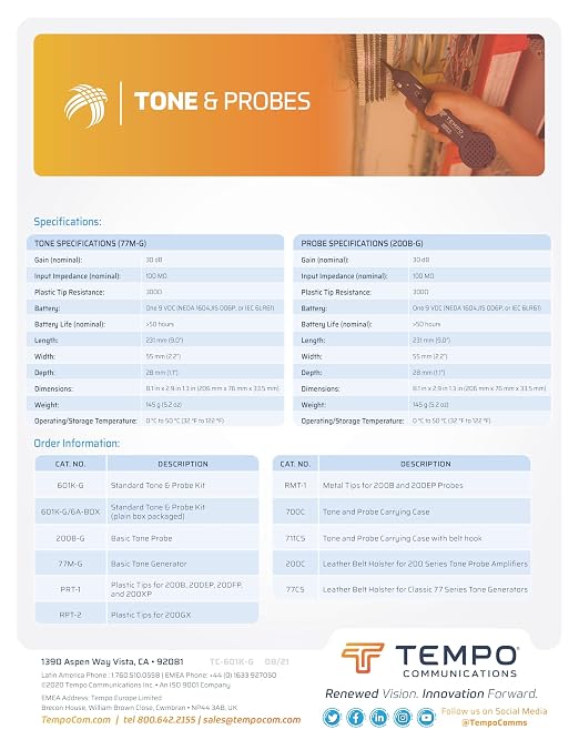 TEMPO 601K-G Standard Wire Tracer Electrical, Tone Generator and Probe Kit - Image 7