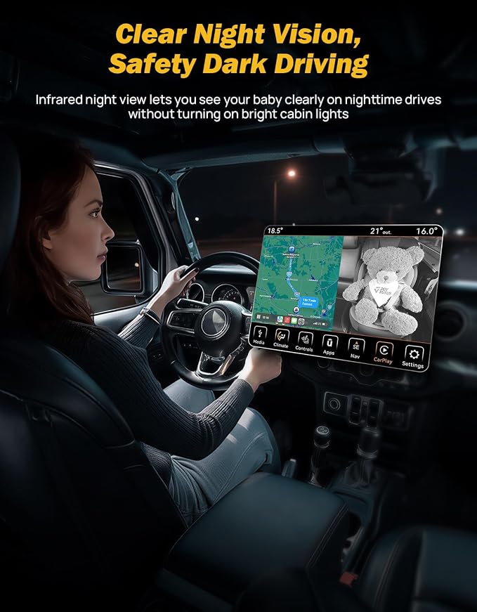 JOYTUTUS Baby Car Camera with Wireless CarPlay Adapter, 1080P HD Rear Seat - Image 6