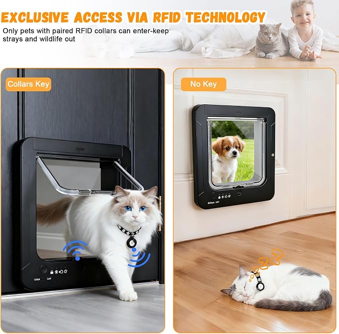 Smart Cat Door for Interior & Exterior, RFID Cat Pet Door - Image 3