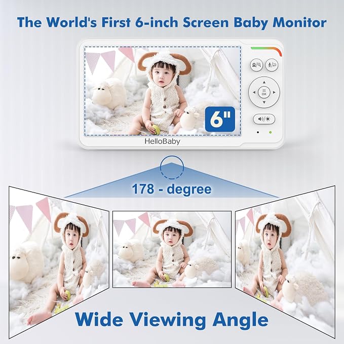 HelloBaby Baby Monitor 6" World First IPS Screen 30H Battery, Secure No WiFi - Image 4