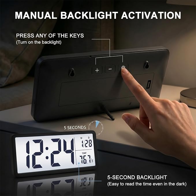 JoFomp 10.5" Large Digital Wall Clock Battery Operated - Image 3