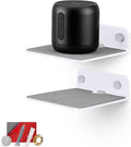 BRAINWAVZ 2-Pack 4” Small Floating Shelf Bluetooth Speaker Stand, Adhesive & by Brainwavz