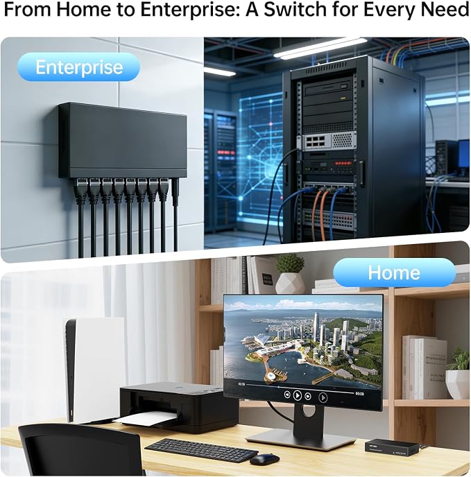 MT-VIKI 8 Port Gigabit Ethernet Switch, Unmanaged Network Switch Splitter - Image 7