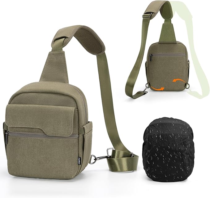 Cwatcun Camera Sling Bag Compact Small Camera Case, Waterproof Canvas Crossbody by FocusonCameraBag