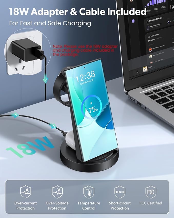 Wireless Charger for Samsung: 3 in 1 Wireless Charging Station for Samsung - Image 4