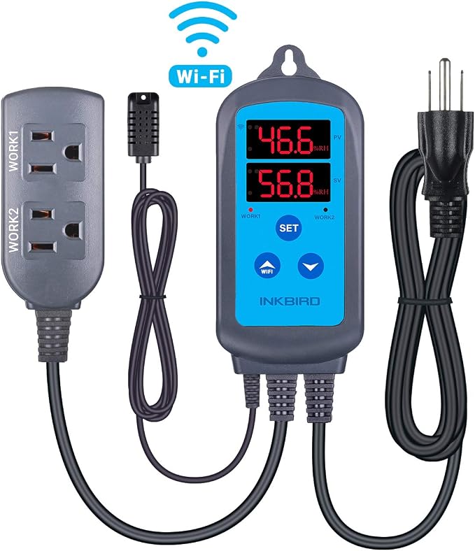 Inkbird Digital Wi-Fi Humidity Controller IHC-200 Dual Outlet Pre-Wired - Image 2