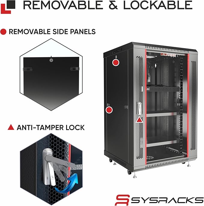 18U Wall Mount Server Rack Cabinet – 19" Network Rack Enclosure, PDU & Shelf - Image 6