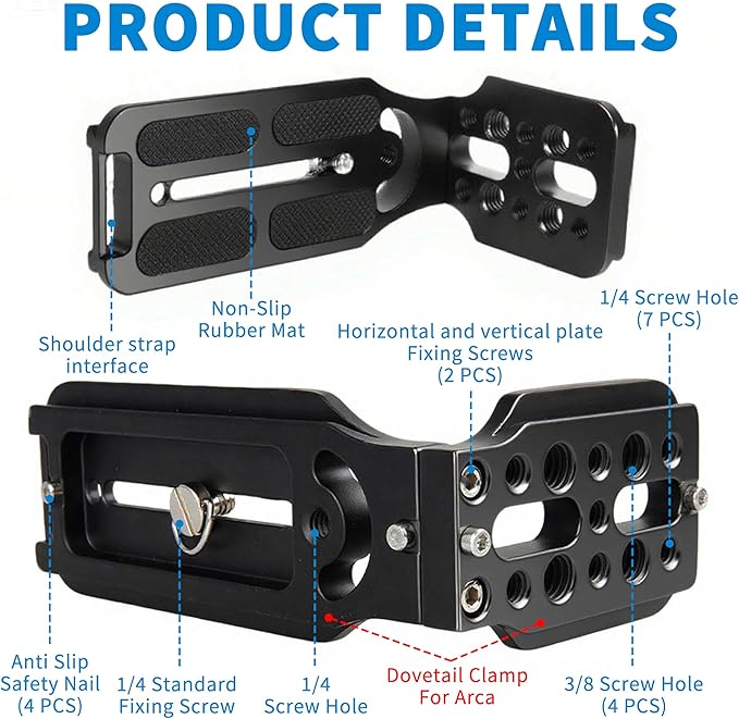 DSLR Camera L Bracket with 1/4" & 3/8" Screw Hole, Vertical Horizontal - Image 4