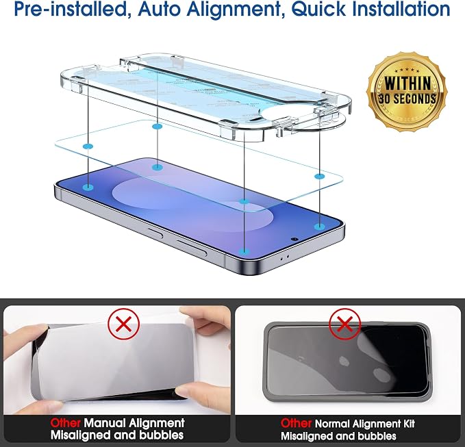 amFilm Auto-Alignment OneTouch for Samsung Galaxy S25 FE 6.7'' Screen Protector - Image 3