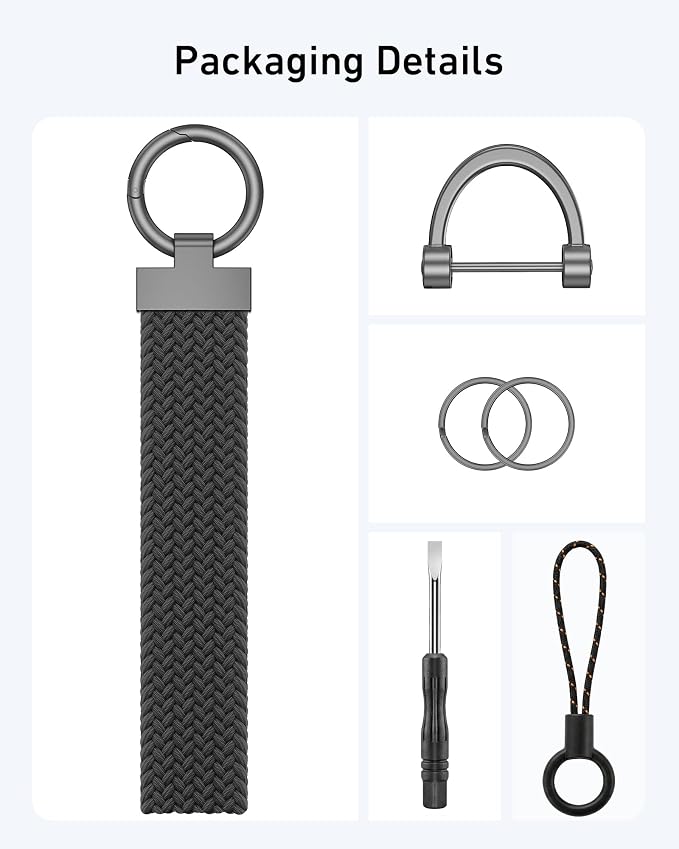 Stretchy Braided Wristlet D-Ring Detachable - Image 2
