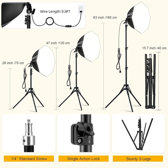 Professional Softbox Lighting Kit, Continuous Lighting - Image 4