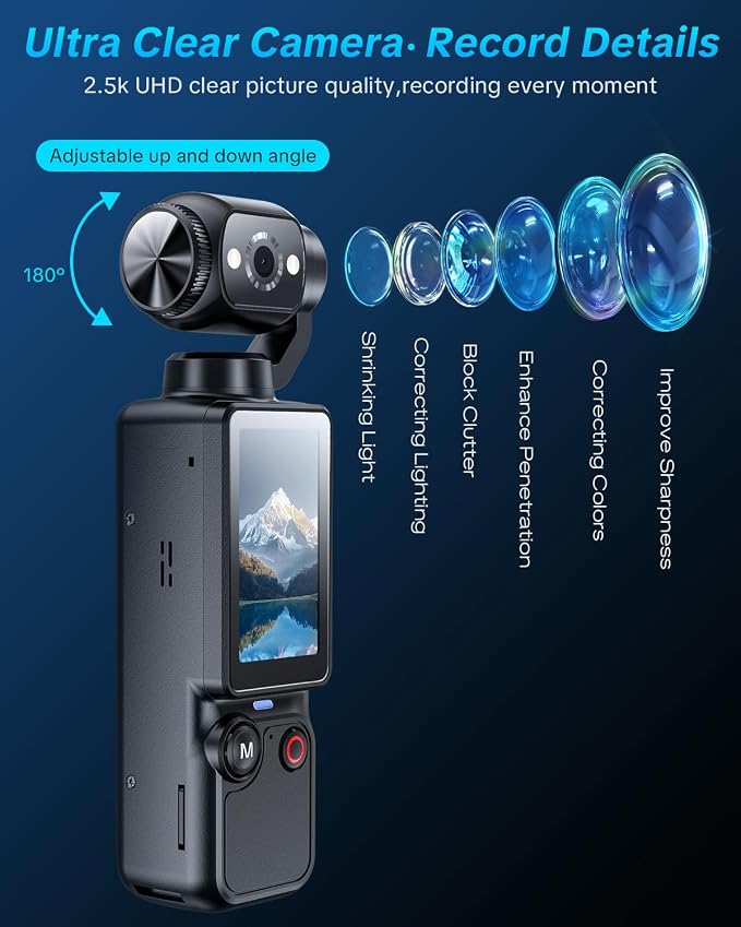 Vlogging Camera with 180° Rotating Lens, Pocket Body Camera with Audio & Video - Image 5