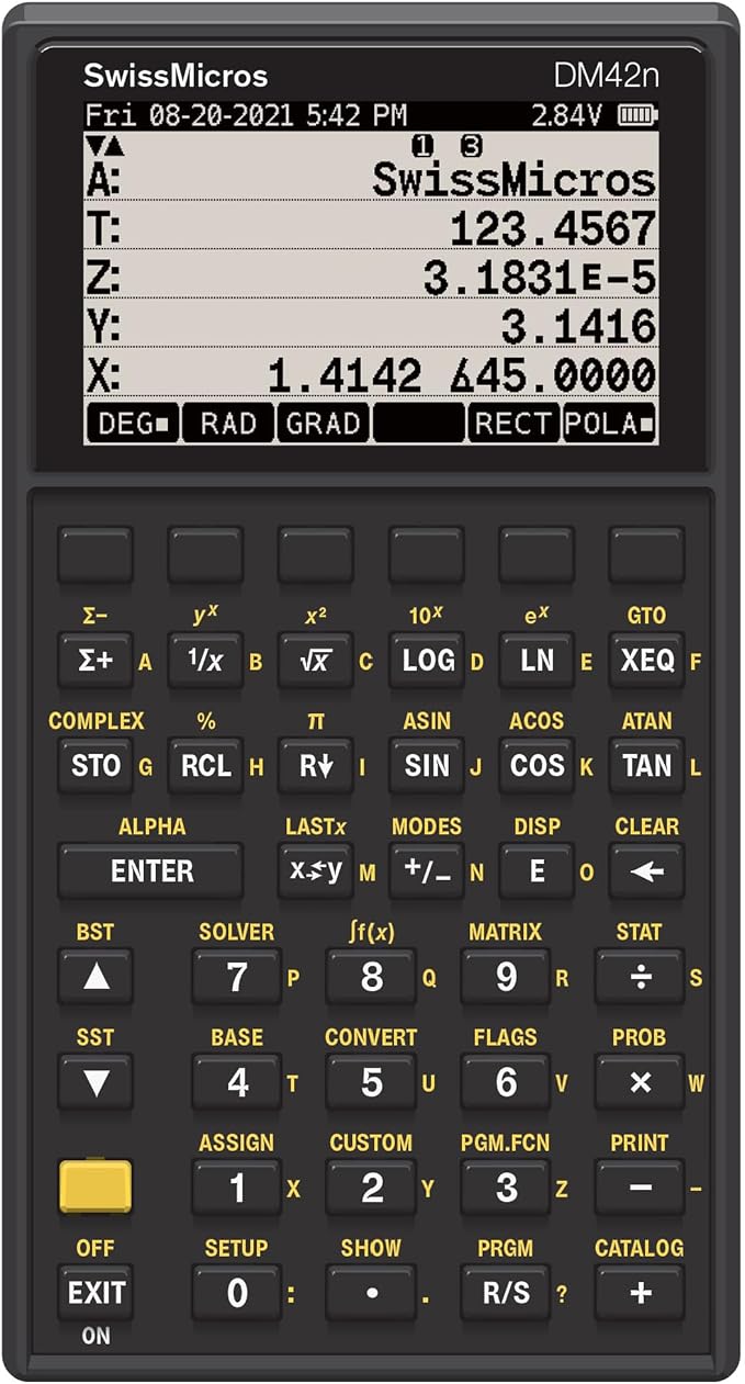 SwissMicros DM42n RPN Calculator – HP 42S Software, 316L Stainless Steel Casing by SwissMicros