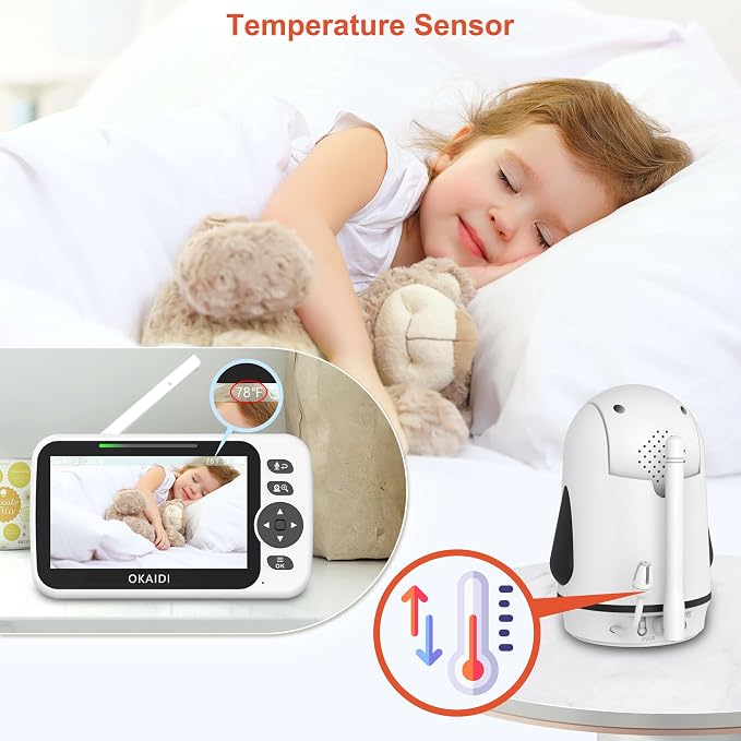 OKAIDI Video Baby Monitor with 4 Cameras, 30H Battery and 1000ft Range - Image 5