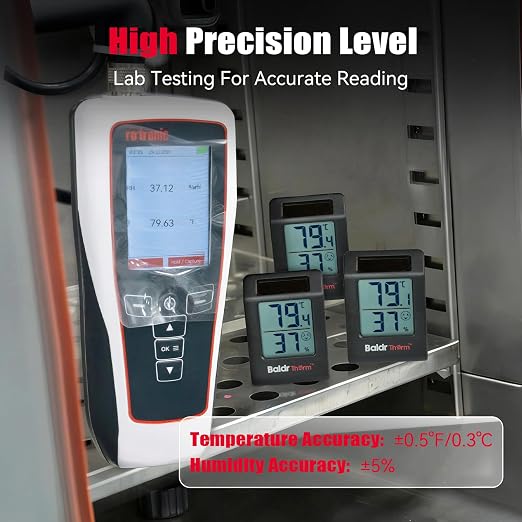 BaldrTherm Digital Thermometer and Humidity Meter, Solar-Powered 2.2" Indoor - Image 3