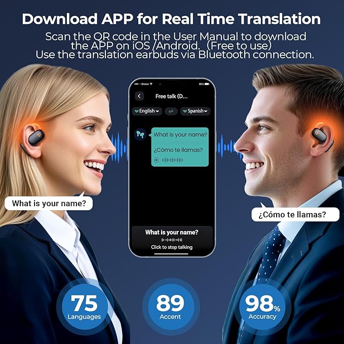 occiam AI Translation Earbuds Real Time, 164 Language Translator Device - Image 2