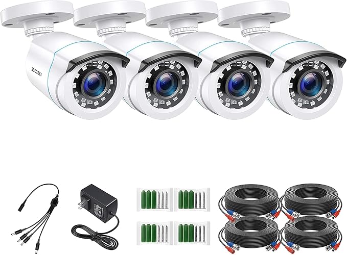 ZOSI 4 x 2MP 1080p HD-TVI Home Security Camera Outdoor Indoor 1920TVL, 80ft by ZOSI