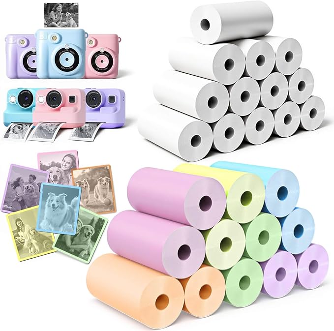 25 Rolls Instant Camera Refill Print Paper, HD Kidizoom Print Camera Paper by Affheny