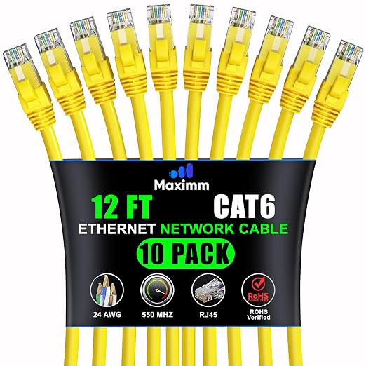 Maximm Cat 6 Ethernet Cable 12 ft by MaximmCable