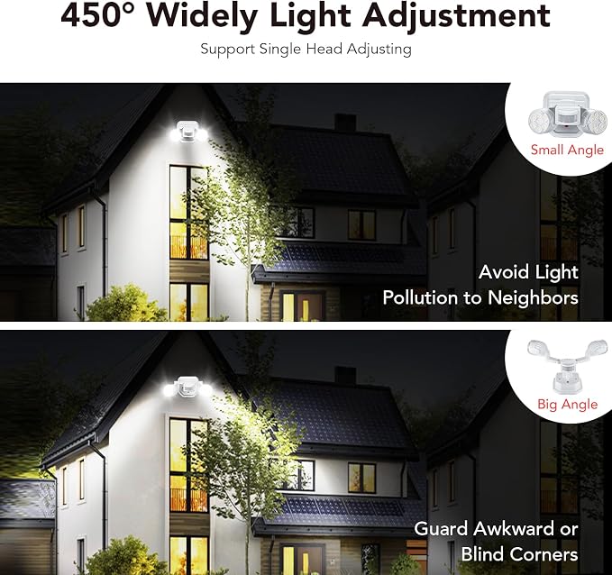 OREiN Motion Sensor Outdoor Lights, 450° Superwide Adjustment Dimmable Dusk to - Image 7
