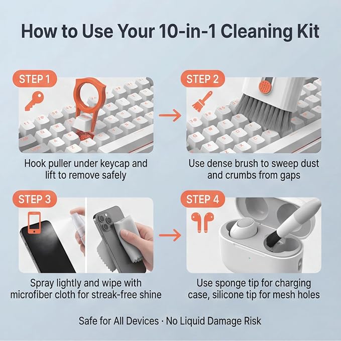 10-in-1 Keyboard Cleaner Kit, All-in-One Computer Electronics Cleaning Brush Set - Image 6