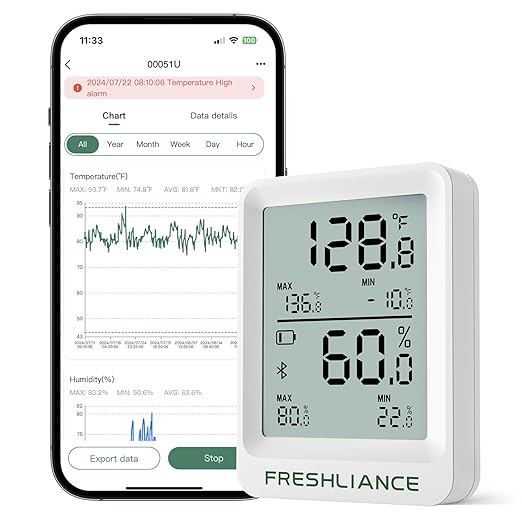 Freshliance Bluetooth Temperature Humidity Data Logger Recorder, Refrigerator by FRESHLIANCE