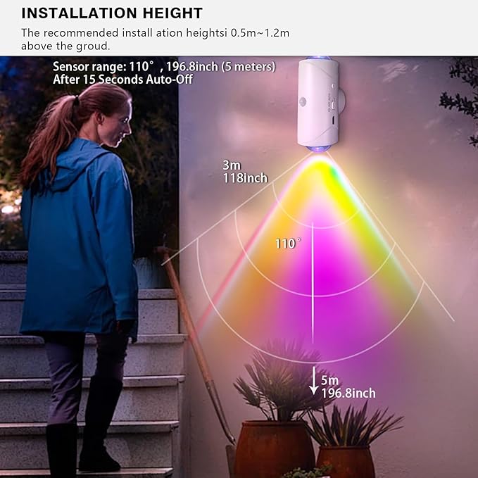 LED Wireless Wall Sconce with 7 Colors Changing, Motion Sensor Light Indoor - Image 3