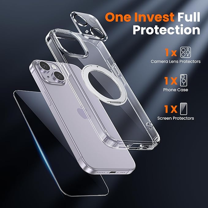 toushion 3 in 1 for iPhone 14 Case Stand |Build in Kickstand, Screen Protector - Image 2