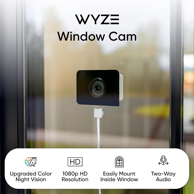 Wyze Window Camera, WiFi Indoor HD Home Security Camera, Upgraded Color Night - Image 2