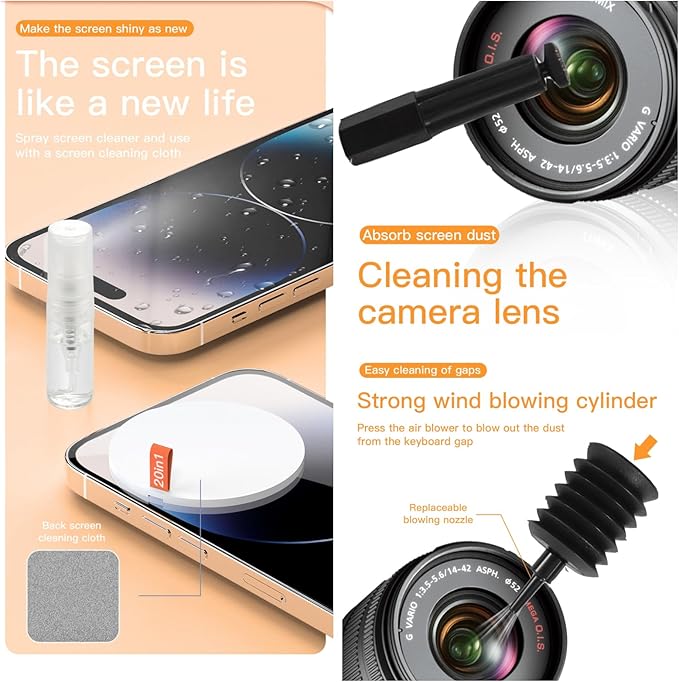 20-in-1 Laptop Phone Screen Earbud Cleaning Kit, Keyboard Cleaner Kit, Keyboard - Image 3