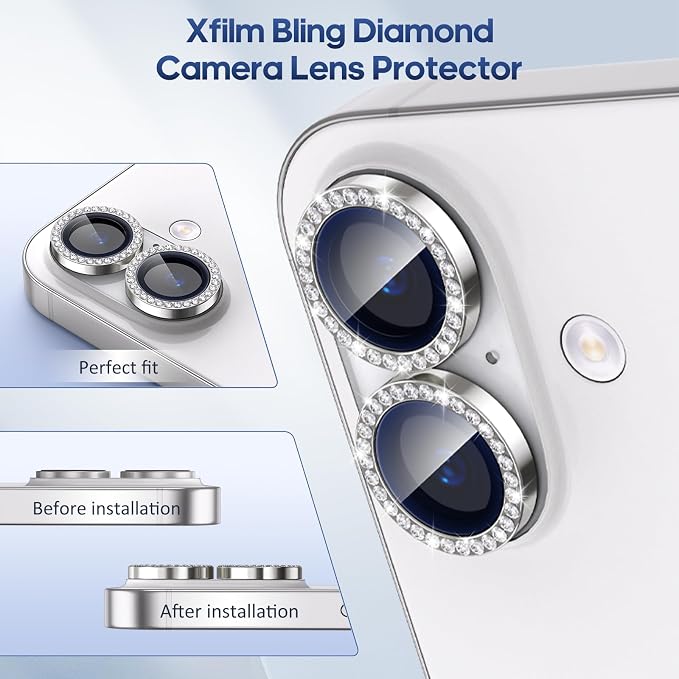 for iPhone 17 Camera Lens Protector Bling, Individual Diamond Metal Ring - Image 5