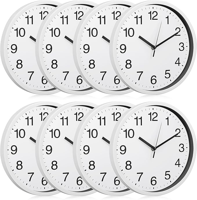 Inbagi 8 Pcs Wall Clock Large Silent Battery Operated Wall Clocks Modern Non by Inbagi
