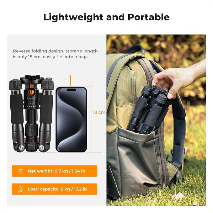 K&F CONCEPT Mini Desktop Tripod, 20.5''/ 52cm Compact Desk Tripod - Image 2
