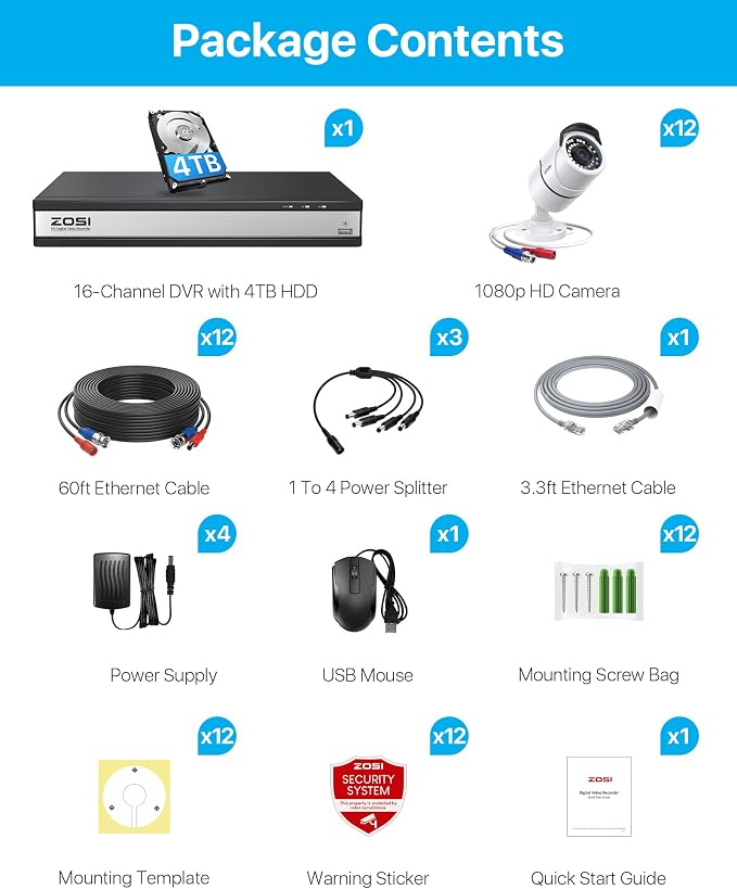 ZOSI H.265+ 1080p 16 Channel Home Security Camera System, 16CH DVR - Image 8
