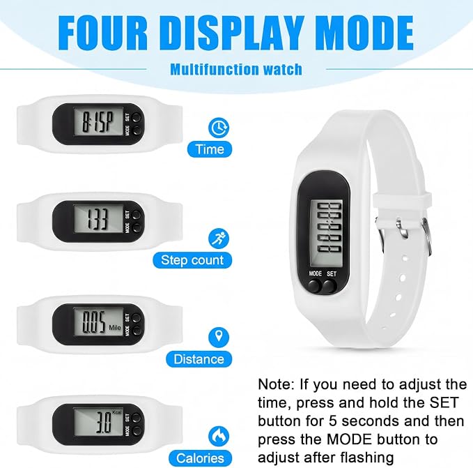 Silicone Fitness Tracker Watch 3 Pcs Walking Running Pedometer Calorie Burning - Image 4