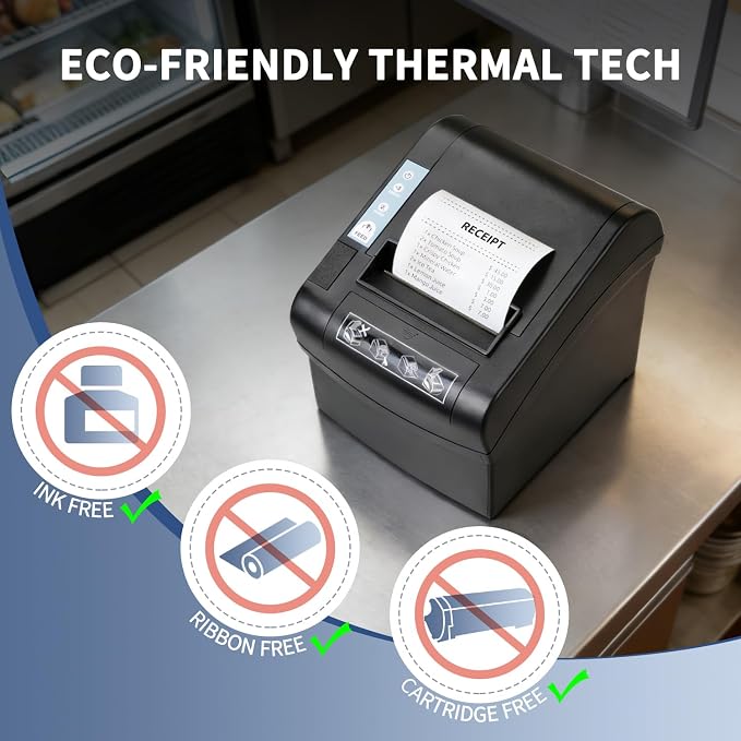 NETUM 80mm Thermal Receipt Printer, WiFi POS Printer - Image 4