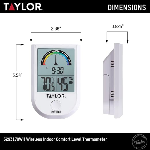 Taylor Digital Wireless Indoor Comfort Level Thermometer and Hygrometer - Image 4