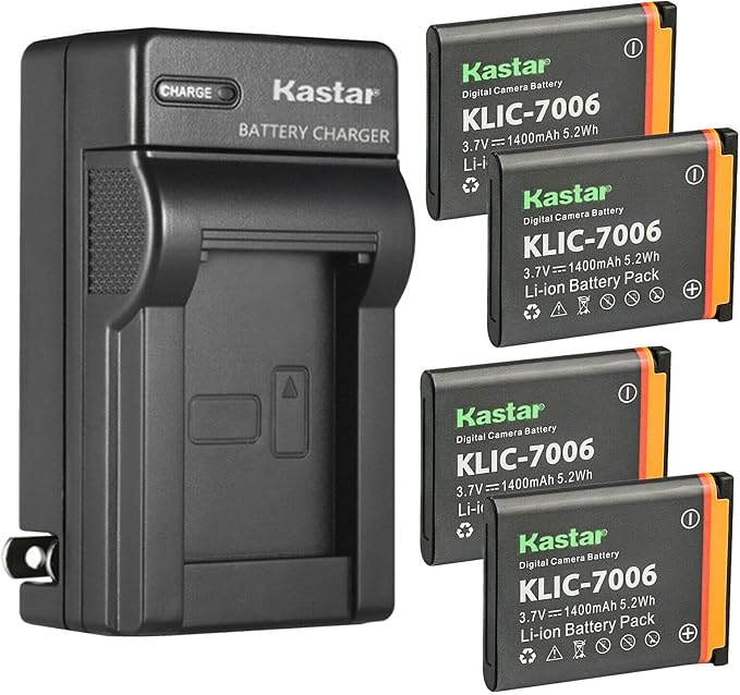 Kastar 4-Pack K7006 Battery and AC Wall Charger Replacement by Kastar