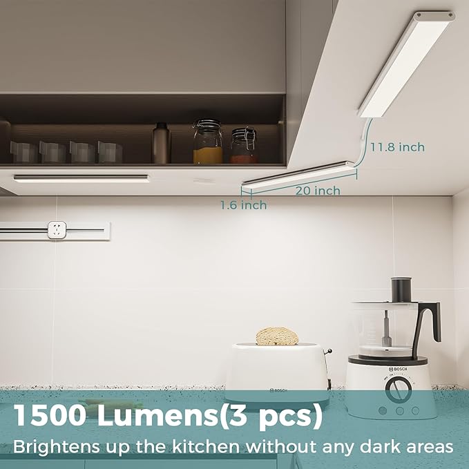 ASOKO Under Cabinet Led Light Plug in, Dimmable Daylight White 4000K, 6 Pack 12 - Image 2
