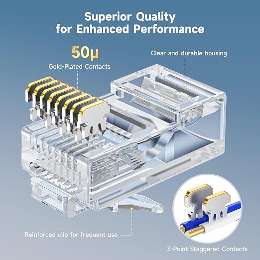 Cable Matters 200-Pack Cat 6 Pass Through RJ45 Connectors, 50µ Gold Plated - Image 4