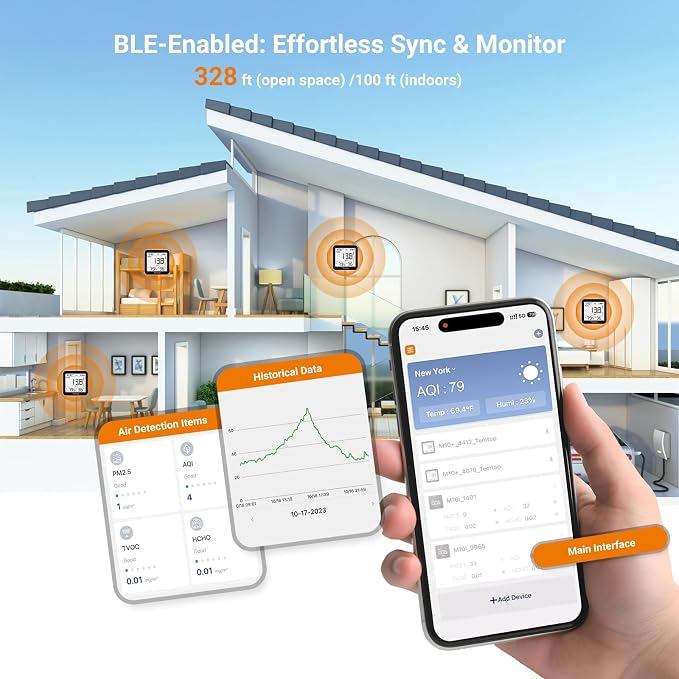 Temtop M10+ Indoor Air Quality Monitor & CO2 Meter - Image 4