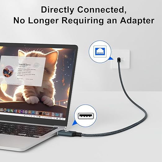 USB to Ethernet Cable 6.6FT, USB 3.0 A to RJ45 Male Cable Directly Connected - Image 4