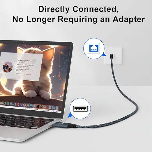 USB to Ethernet Cable 10FT, USB 3.0 A to RJ45 Male Cable Directly Connected - Image 4