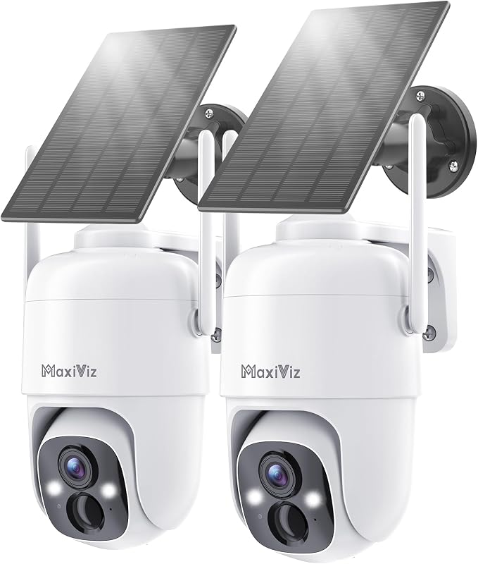 MaxiViz 2K Solar Camera Security Outdoor, 100% Wire-Free Security Cameras by MaxiVizSecurityCamera
