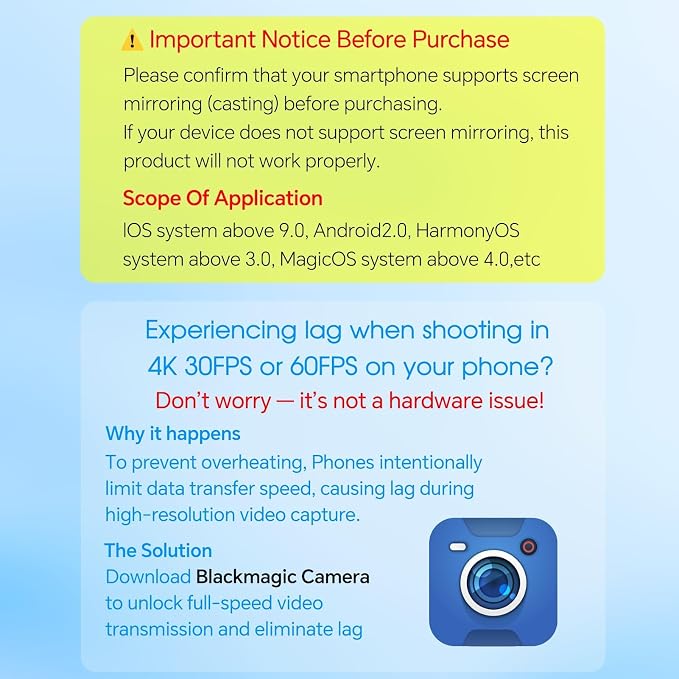 LUCKSKY Vlog Selfie Monitor Screen iPhone, 4K 60fps Recording, Wireless Screen - Image 9
