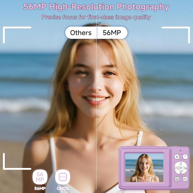 Digital Camera, 56MP 2.7K Dual-Screen Selfie Camera - Image 2
