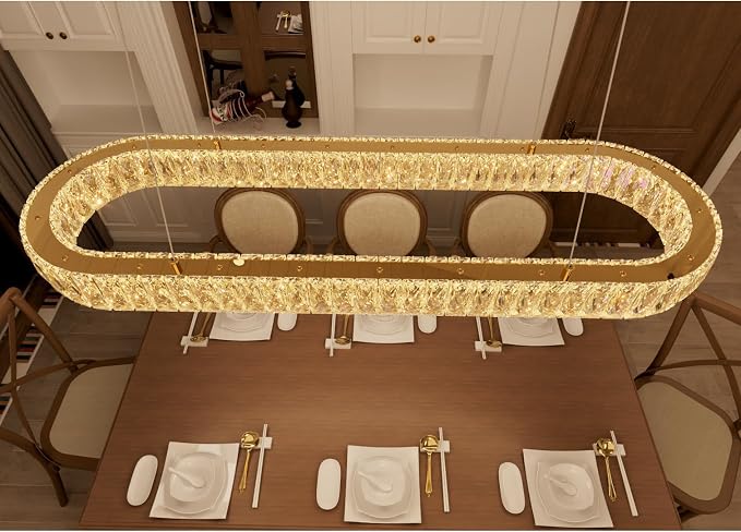 HAIXIANG Modern Crystal Chandelier Dimmable LED Long Chandeliers - Image 3