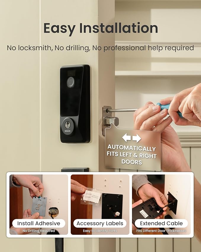 DESLOC Smart Lock D110 Plus, WiFi Fingerprint Smart Front Door Lock - Image 8