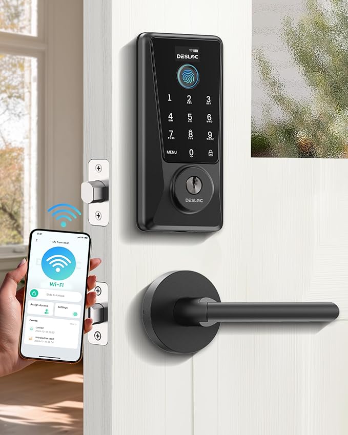 DESLOC Smart Lock D110 Plus, WiFi Fingerprint Smart Front Door Lock by DESLOC